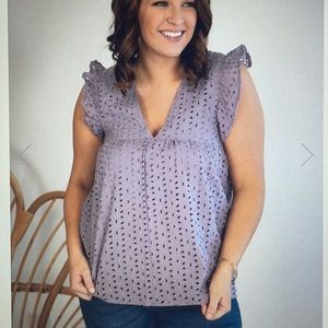 Loving Soul Eyelet Babydoll Purple Blouse